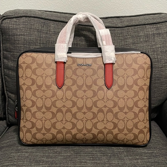 Coach Graham Slim Brief In Colorblock Signature Canvas - Picture 2 of 11